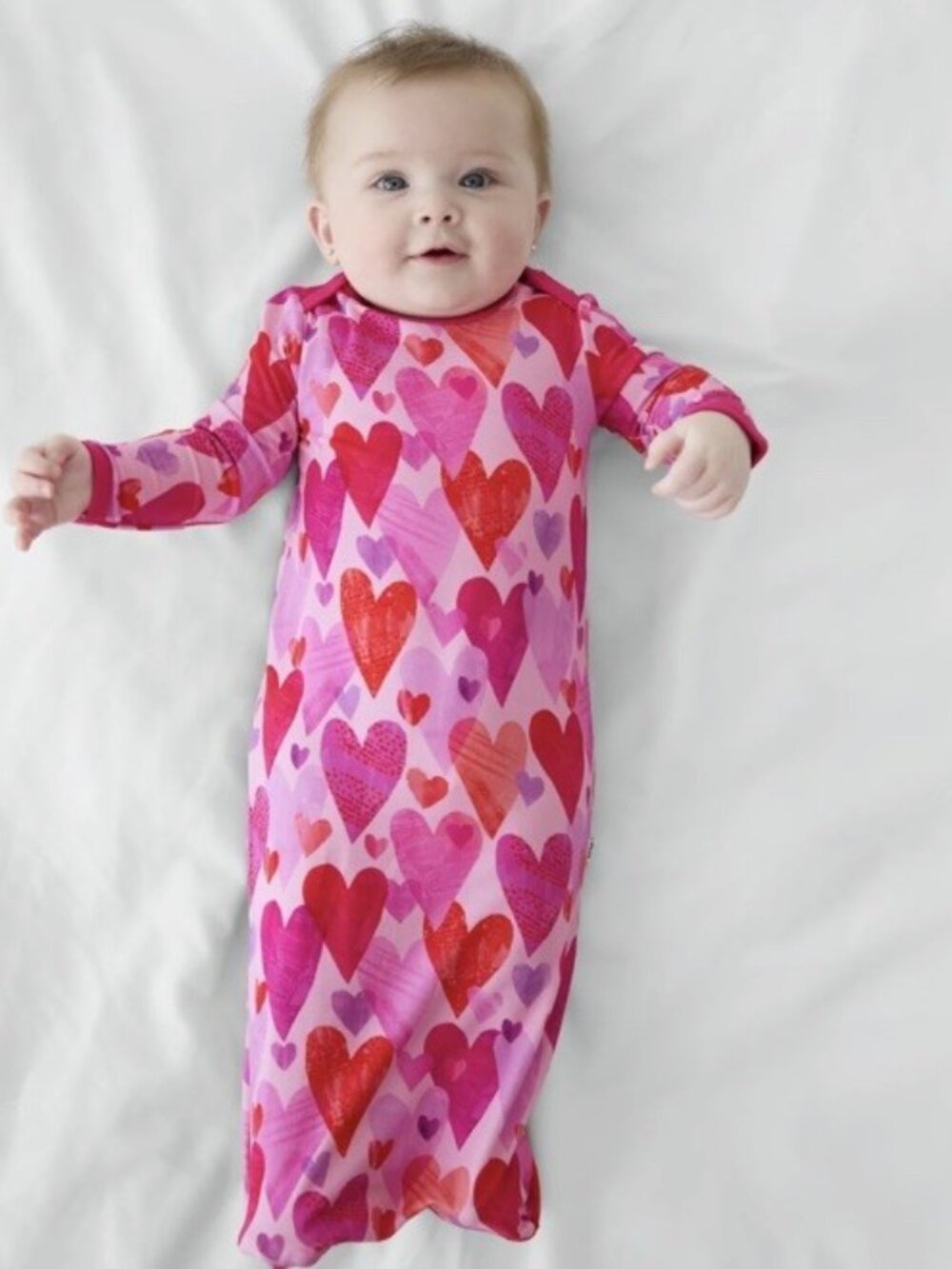 NEW Little Sleepies Long Sleeve Baby Infant Gown pink Hearts & Crafts  Bamboo